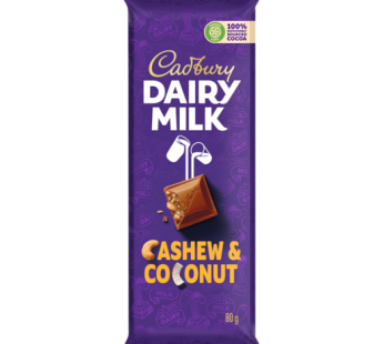 CADBURY CHOCOLATE SLABS – CASHEW & COCONUT 12x80gr