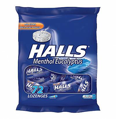 HALLS LOZENGES POLYBAG - MENTHOL EUCALYPTUS 72's