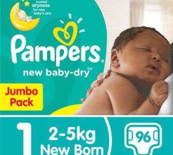PAMPERS JUMBO PACK – NEW BORN-96’s x 2
