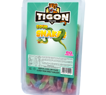 TIGON JELLIES- SOUR SNAKES ASSORTED 50’s