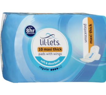 LIL-LETS MAXI PADS REGULAR – UNSCENTED 12×10’s