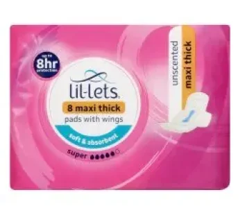 LIL-LETS MAXI PADS SUPER – UNSCENTED 12×8’s